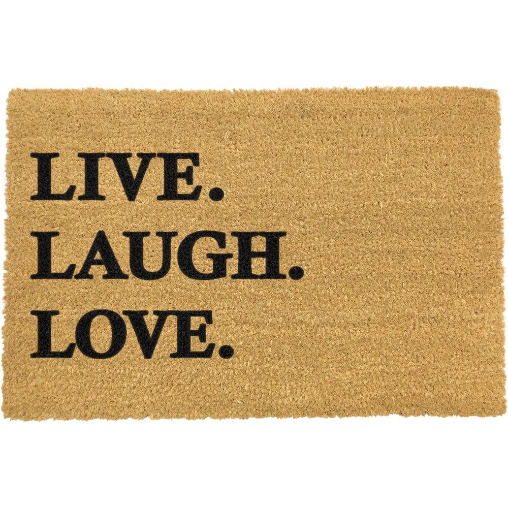 Rohožka z prírodného kokosového vlákna Artsy Doormats Live Laugh Love, 40 x 60 cm - Bonami.sk