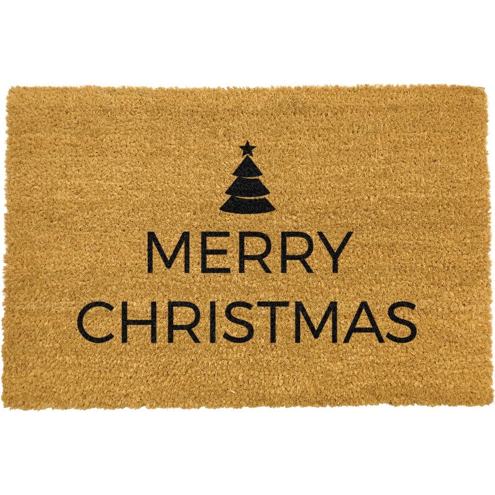 Čierna rohožka z prírodného kokosového vlákna Artsy Doormats Merry Christmas, 40 x 60 cm - Bonami.sk