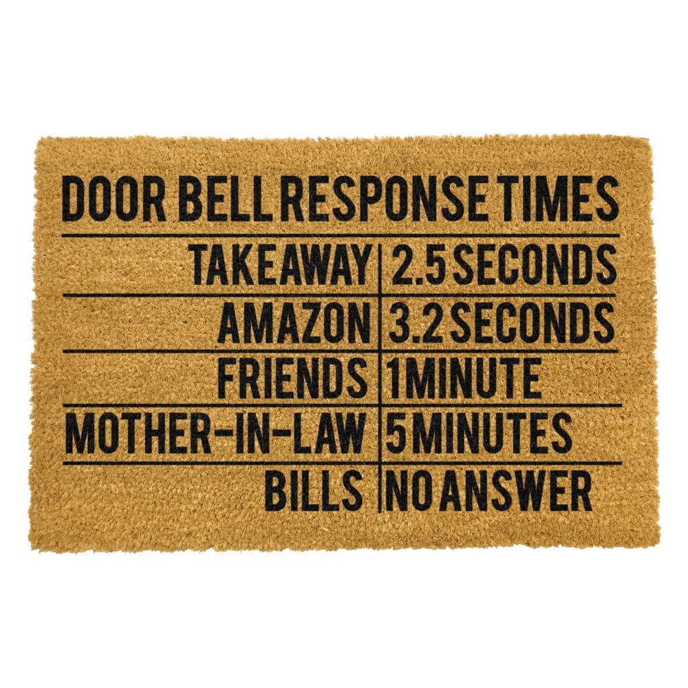 Rohožka z prírodného kokosového vlákna Artsy Doormats Door Bell Response Times, 40 x 60 cm - Bonami.sk