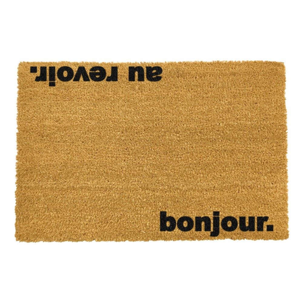 Rohožka z prírodného kokosového vlákna Artsy Doormats Bonjour Au Revoir, 40 x 60 cm - Bonami.sk