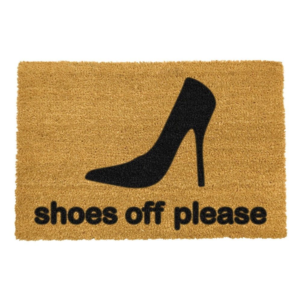 Rohožka z prírodného kokosového vlákna Artsy Doormats Shoes Off Please, 40 x 60 cm - Bonami.sk