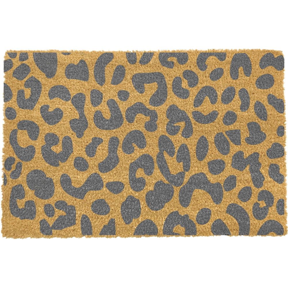 Sivá rohožka z prírodného kokosového vlákna Artsy Doormats Leopard, 40 x 60 cm - Bonami.sk