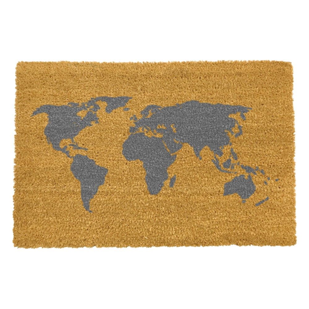 Rohožka z prírodného kokosového vlákna Artsy Doormats World Map, 40 x 60 cm - Bonami.sk
