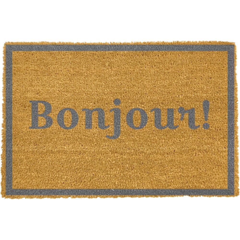 Rohožka z prírodného kokosového vlákna Artsy Doormats Bonjour Grey, 40 x 60 cm - Bonami.sk