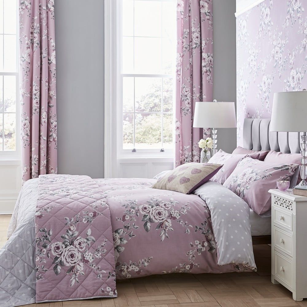 Ružovo-sivé posteľné obliečky Catherine Lansfield Canterbury, 135 x 200 cm - Bonami.sk