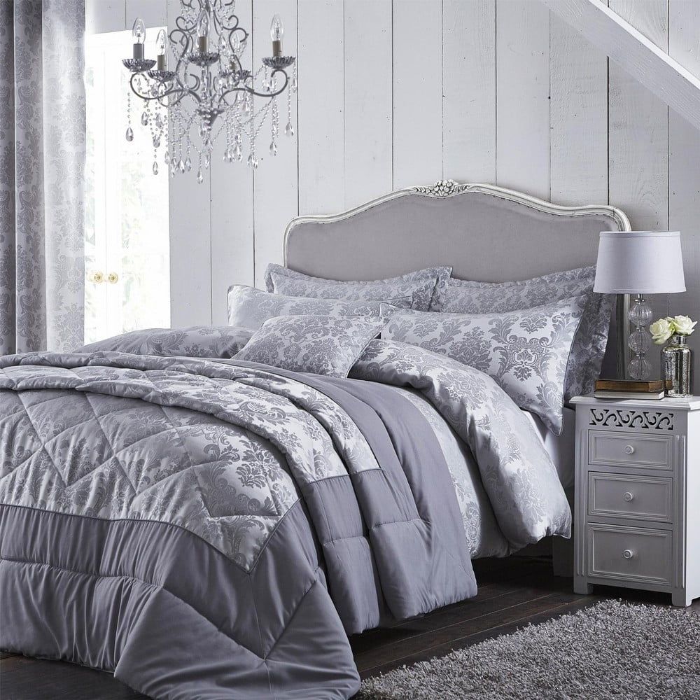 Sivé posteľné obliečky Catherine Lansfield Jacquard, 135 x 200 cm - Bonami.sk