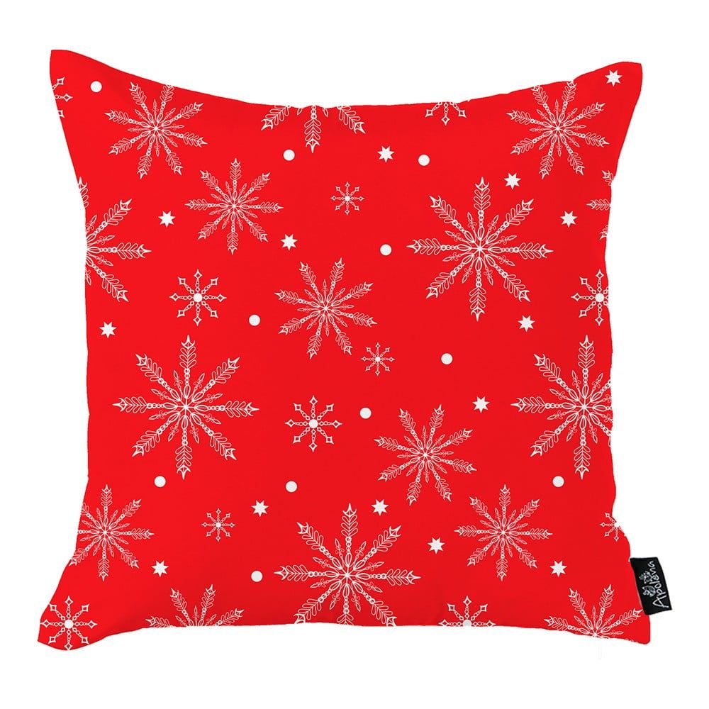 Červená vianočná obliečka na vankúš Mike & Co. NEW YORK Honey Christmas Snowflakes, 45 x 45 cm - Bonami.sk