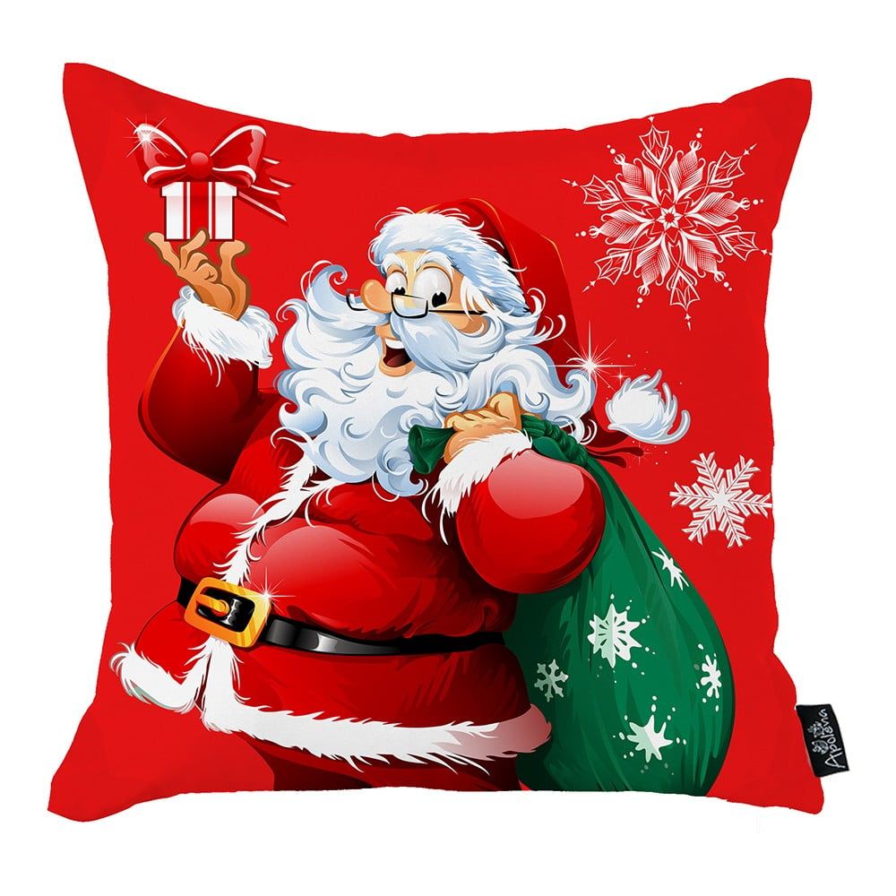 Červená vianočná obliečka na vankúš Mike & Co. NEW YORK Honey Christmas Santa Claus, 45 x 45 cm - Bonami.sk