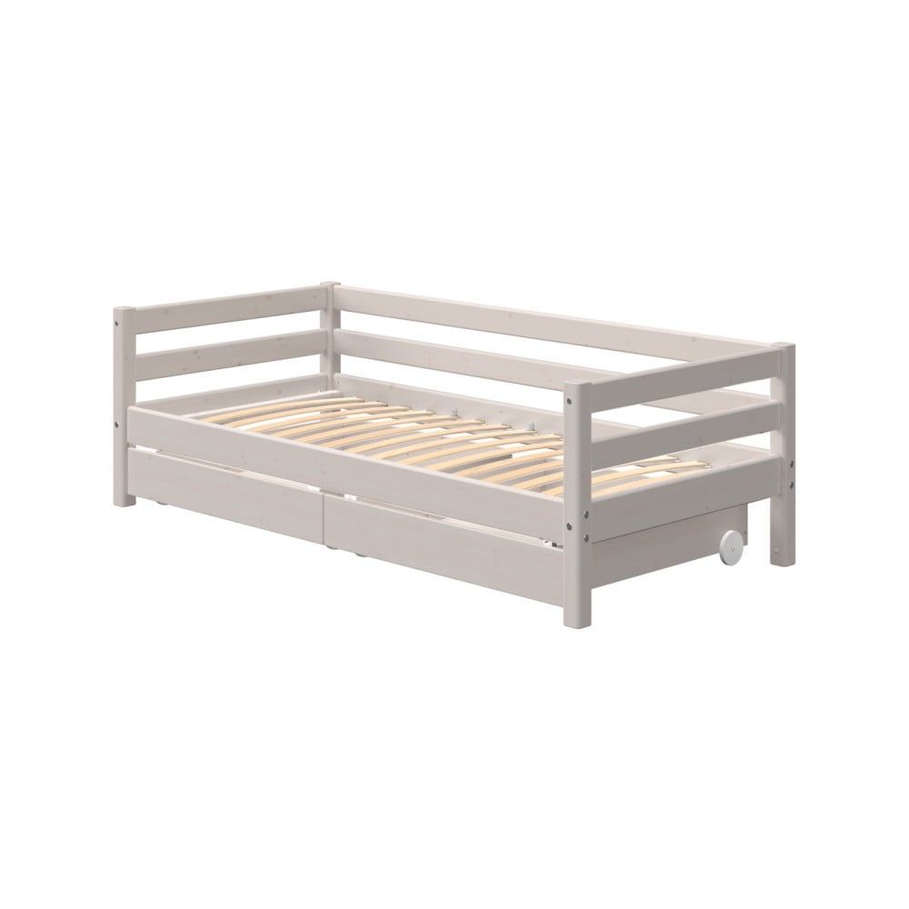 Sivá detská posteľ z borovicového dreva s prídavným výsuvným lôžkom Flexa Classic - Bonami.sk