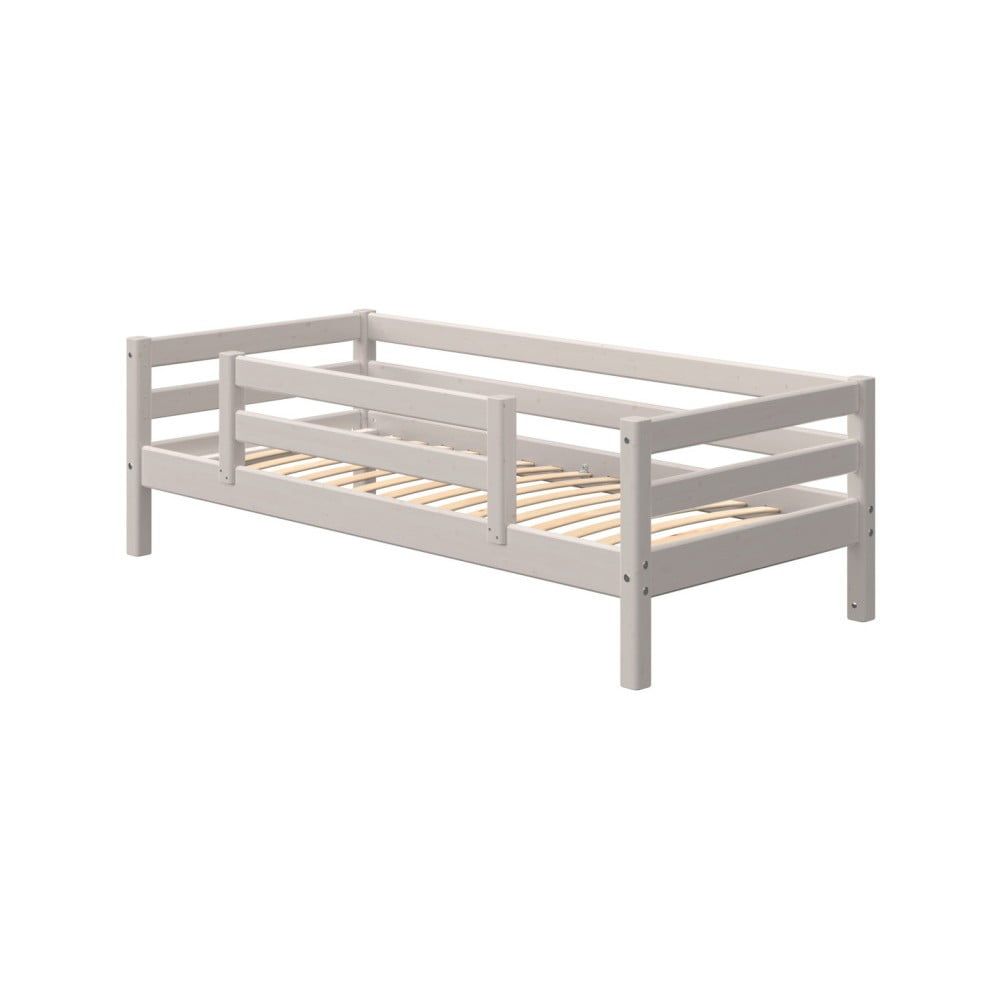 Sivá detská posteľ z borovicového dreva s bezpečnostnou lištou Flexa Classic - Bonami.sk