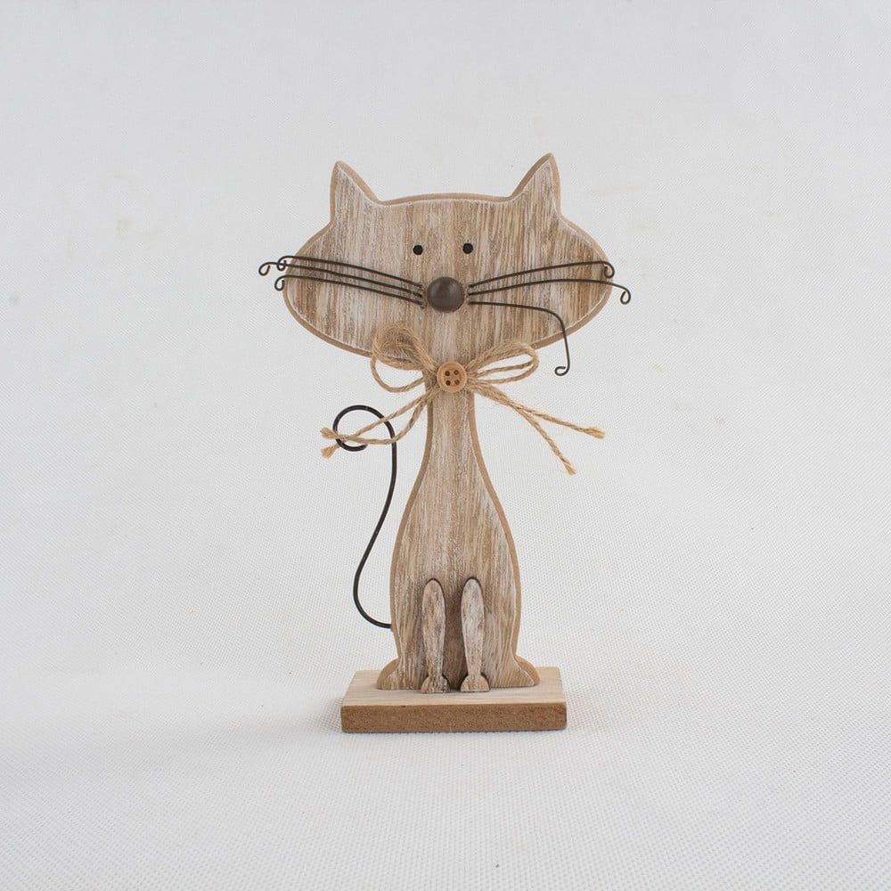 Drevená dekorácia v tvare mačky Dakls Cats, výška 18 cm - Bonami.sk