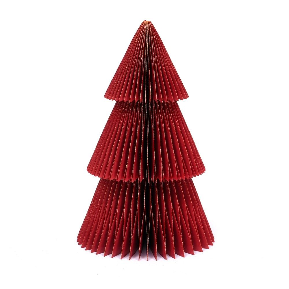 Trblietavá červená papierová vianočná ozdoba v tvare stromu Only Natural, výška 22,5 cm - Bonami.sk