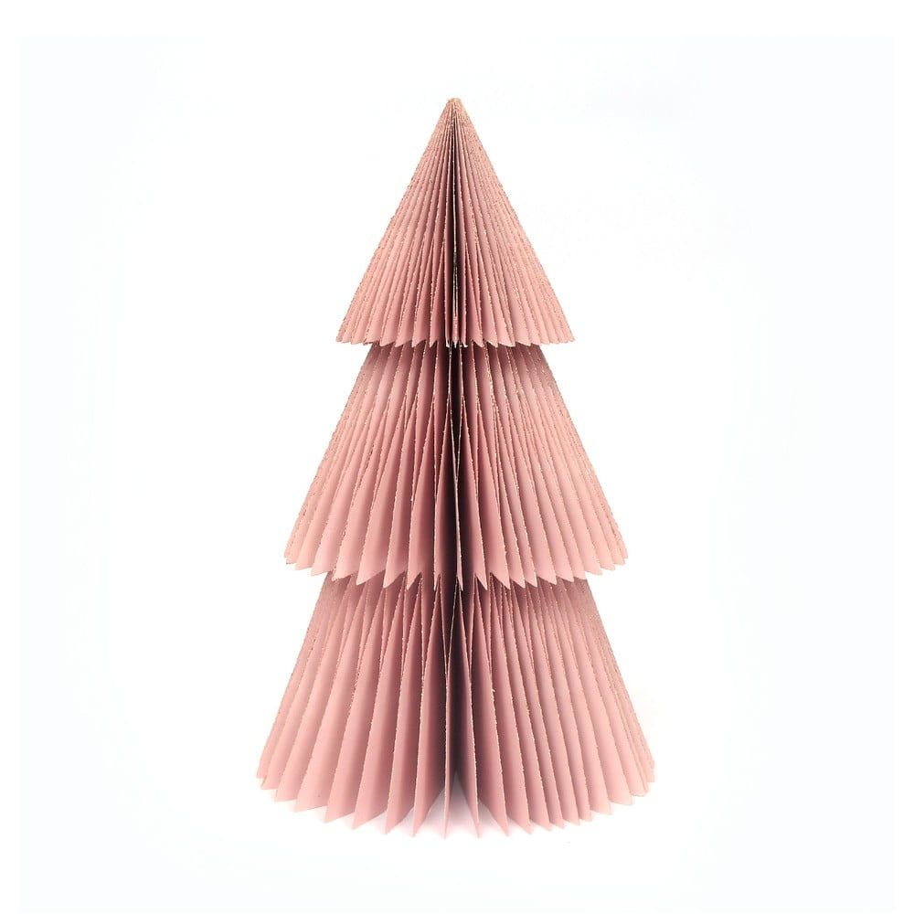 Trblietavá ružová papierová vianočná ozdoba v tvare stromu Only Natural, výška 22,5 cm - Bonami.sk
