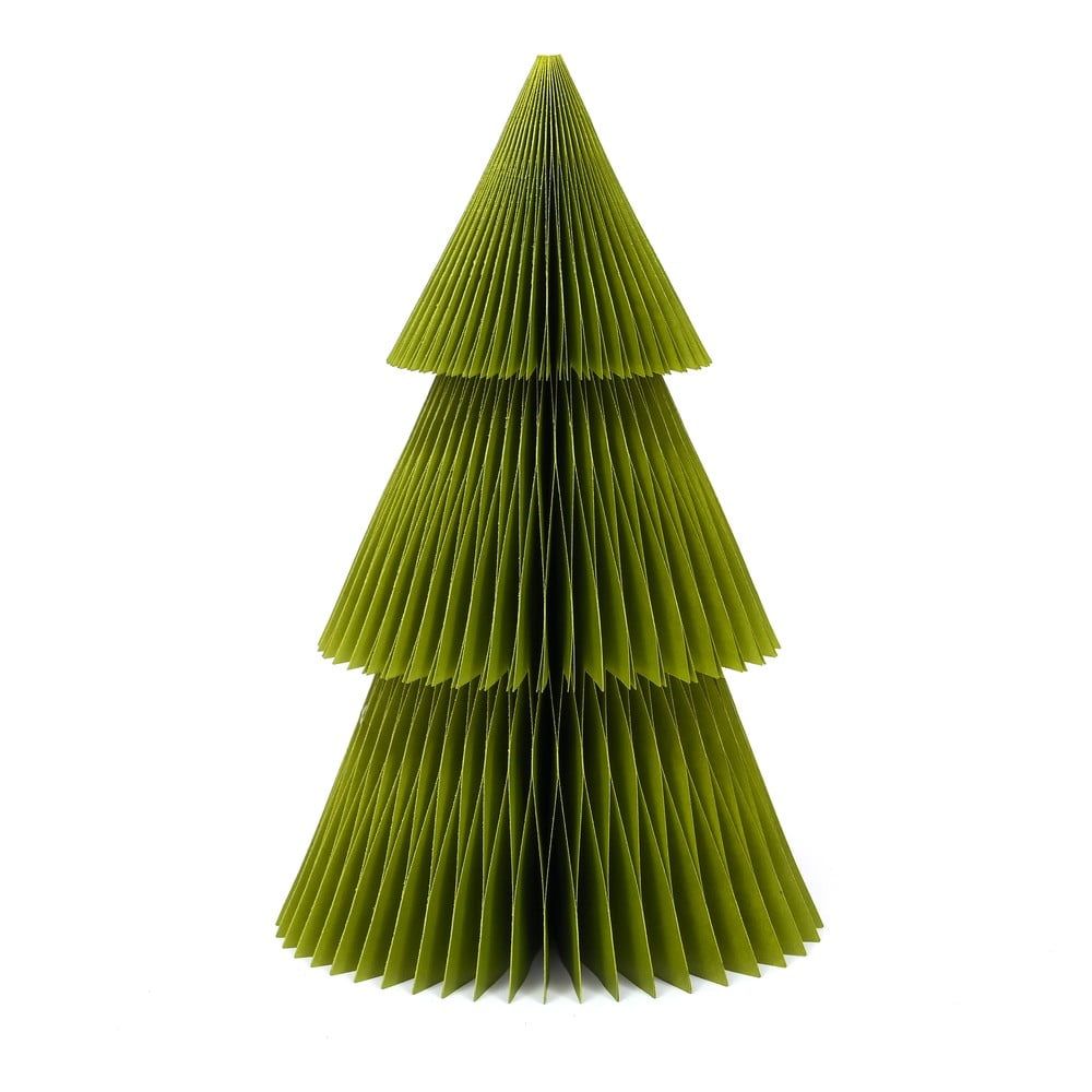 Trblietavá zelená papierová vianočná ozdoba v tvare stromu Only Natural, výška 22,5 cm - Bonami.sk