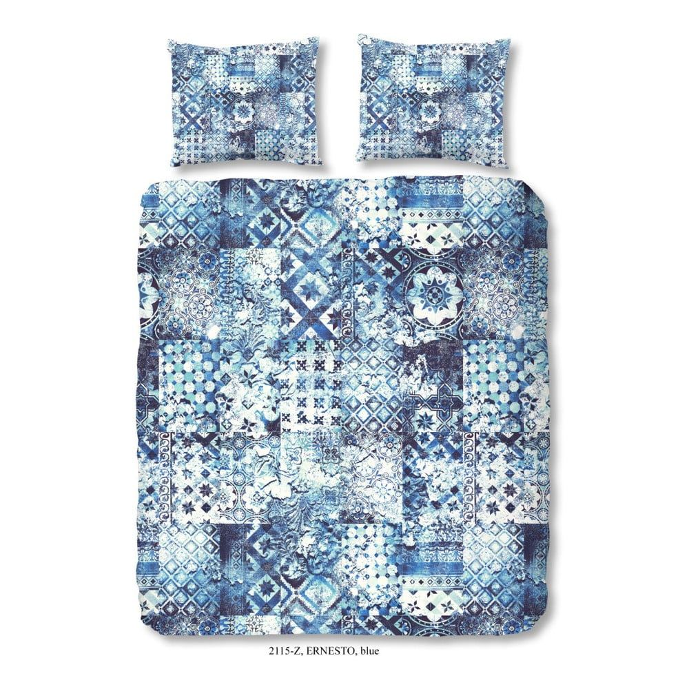 Obliečky na dvojlôžko z bavlneného saténu zouzou Sahara Azul, 200 × 200 cm - Bonami.sk