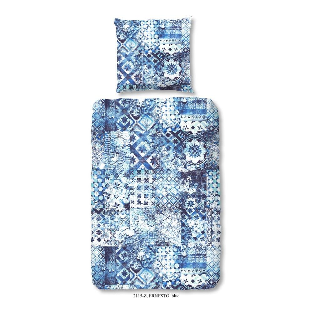 Obliečky na jednolôžko z bavlneného saténu Pendoro Azul, 140 × 200 cm - Bonami.sk