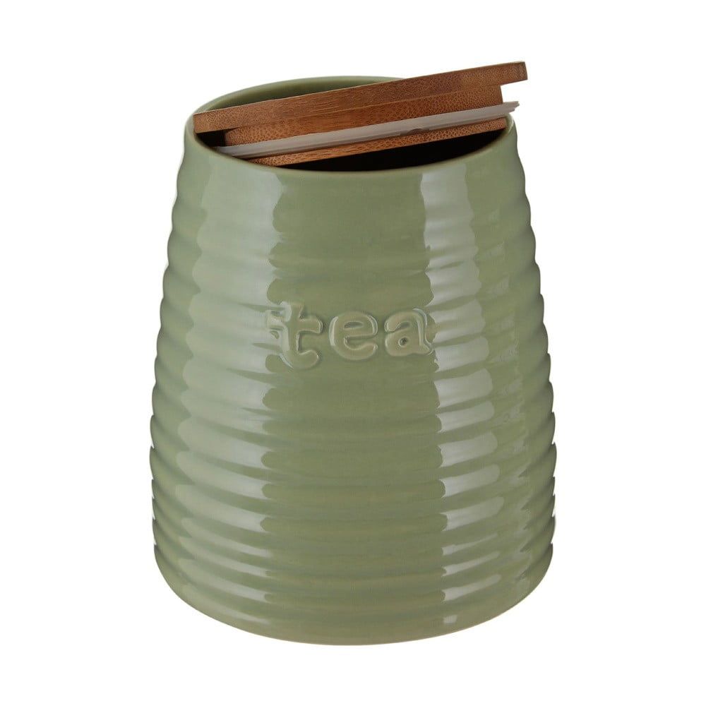 Zelená dóza na čaj s bambusovým vrchnákom Premier Housewares Winnie, 950 ml - Bonami.sk