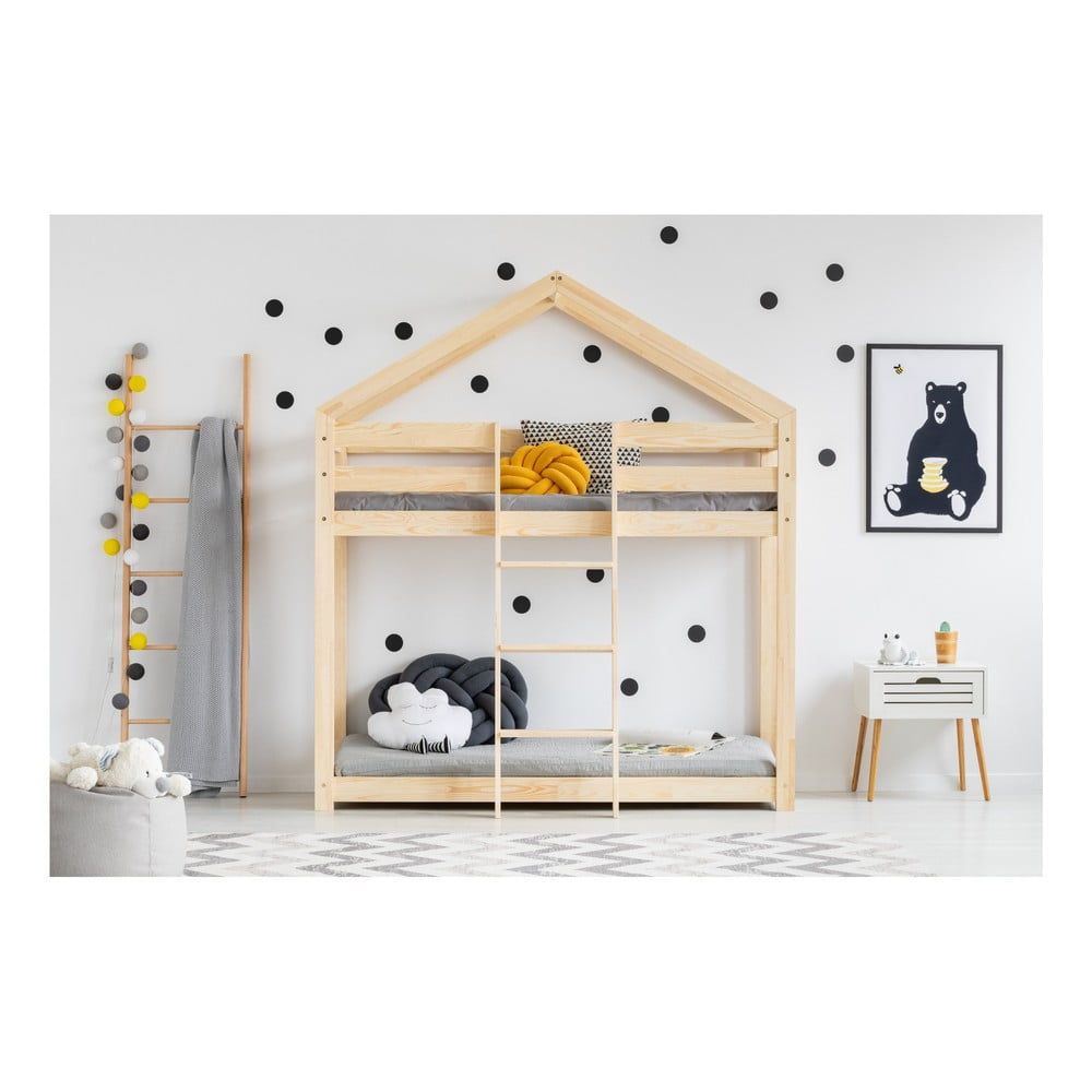 Domčeková poschodová posteľ z borovicového dreva Adeko Mila DMP, 80 × 180 cm - Bonami.sk