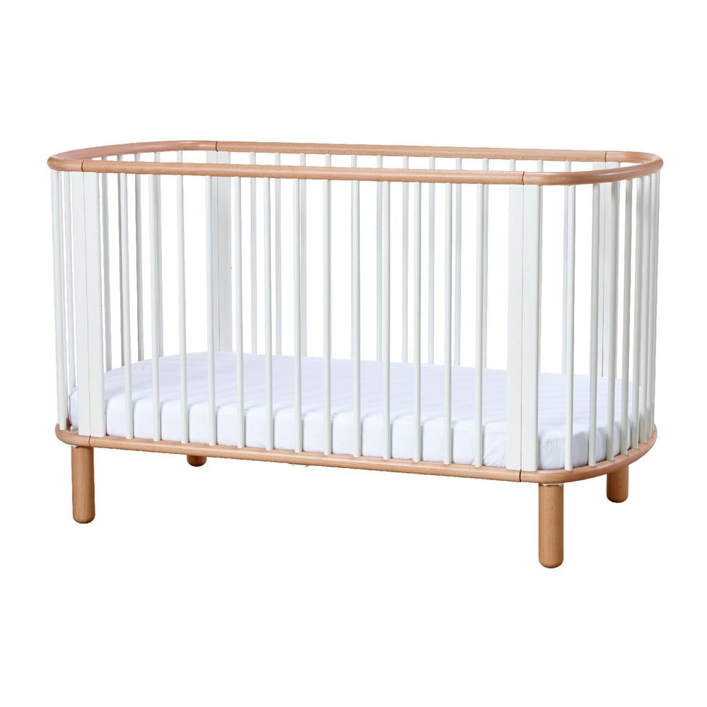 Biela detská posteľka z bukového dreva Flexa Baby, 70 x 140 cm - Bonami.sk