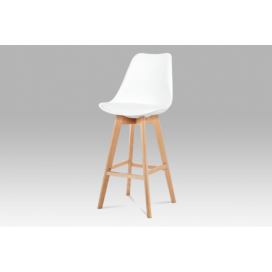 Barová stolička CTB-801 plast / ekokoža / buk Autronic Biela