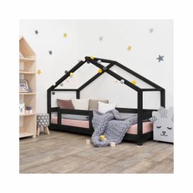 Bonami.sk: Čierna detská posteľ domček s bočnicou Benlemi Lucky, 120 x 200 cm