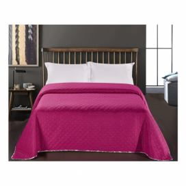 Fialovo-ružový pléd cez posteľ z mikrovlákna Decoking Vivian, 240 × 260 cm