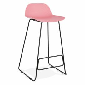 Ružová barová stolička s čiernymi nohami Kokoon Slade, výška sedu 76 cm