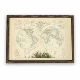 Obraz v drevenom ráme Globe, 70 × 50 cm