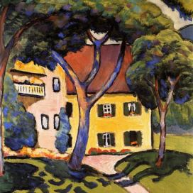 Reprodukcia obrazu August Macke - House in a Landscape, 60 × 60 cm