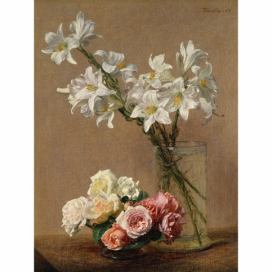 Reprodukcia obrazu Henri Fantin-Latour - Roses and Lilies, 45 × 60 cm