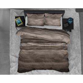 Hnedé flanelové obliečky na jednolôžko Sleeptime Marcus Taupe, 140 x 220 cm