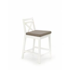 HALMAR Borys Low barová stolička biela / hnedá