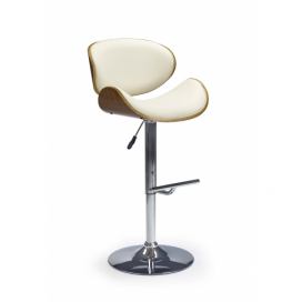 Barová stolička H-44 - orech / krémová / chróm