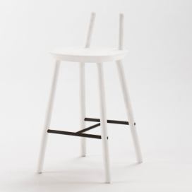 Biela barová stolička z masívu EMKO Naïve