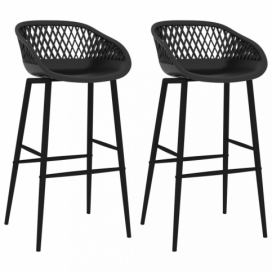 Barové stoličky 2 ks plast / kov Dekorhome Čierna