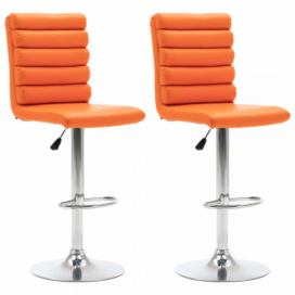 Barové stoličky 2 ks umelá koža / chróm Dekorhome Oranžová