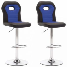 Barové stoličky 2 ks umelá koža Dekorhome Modrá