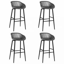 Barové stoličky 4 ks plast / kov Dekorhome Sivá