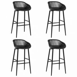 Barové stoličky 4 ks plast / kov Dekorhome Čierna