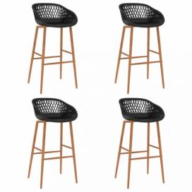 Barové stoličky 4 ks plast / kov Dekorhome Čierna / hnedá