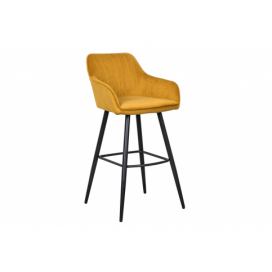 LuxD Dizajnová barová stolička Esmeralda horčicový zamat