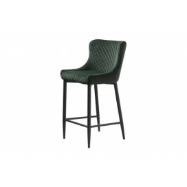 Furniria Dizajnová barová stolička Hallie zelený zamat