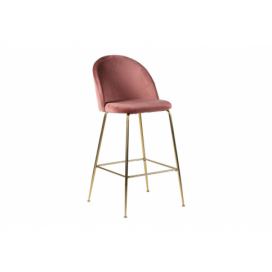 Norddan Dizajnová barová stolička Kristopher, ružová / mosadz