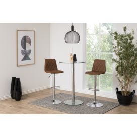 Dkton Dizajnová barová stolička Nashota, svetlo hnedá-chrómová 