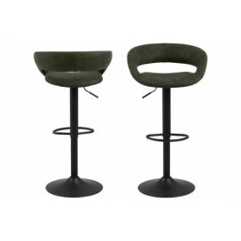 Dkton Dizajnová barová stolička Natania, olivovo zelená a čierna