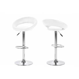 Dkton Dizajnová barová stolička Navi, biela a chrómová
