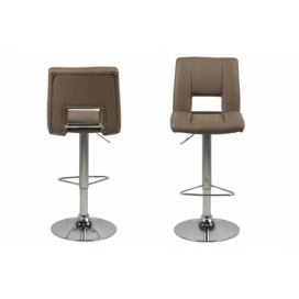 Dkton Dizajnová barová stolička Nerine, kapučínová a chrómová-ekokoža