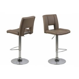 Dkton Dizajnová barová stolička Nerine, kapučínová a chrómová