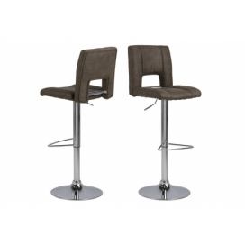 Dkton Dizajnová barová stolička Nerine, svetlo hnedá a chrómová