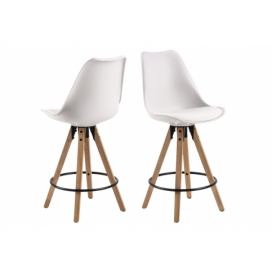 Dkton Moderná dizajnová barová stolička Nascha, biela-prírodná